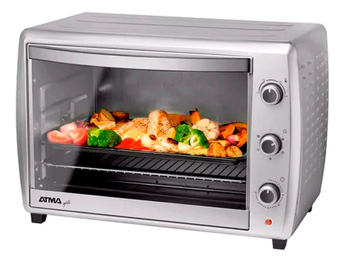 Horno Electrico Atma Grill 2200w Timer Hg7010n Plateado