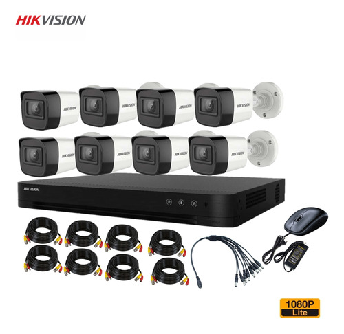 Cctv Kit Hdcvi Hikvision 1080p Dvr 8 Ch +8 Cam Metalica