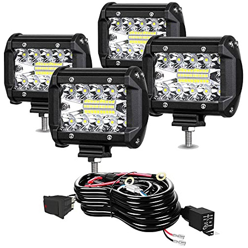 Led Pod Lights 4 Pulgadas 60w Triple Fila Spot Flood Co...