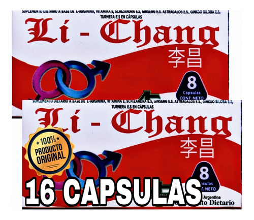 2 Cajas X 8 (16 Unid) Li Chang Vigorizante Natural Unidades