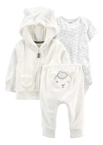 Set 3pc Campera Oso Blanco Algodon Carters 1l773110