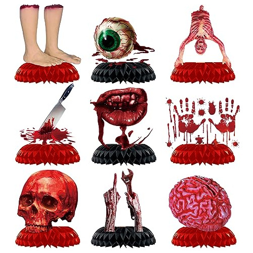 9pcs Halloween Party Honeycomb Centerpieces, Bloody Hom...