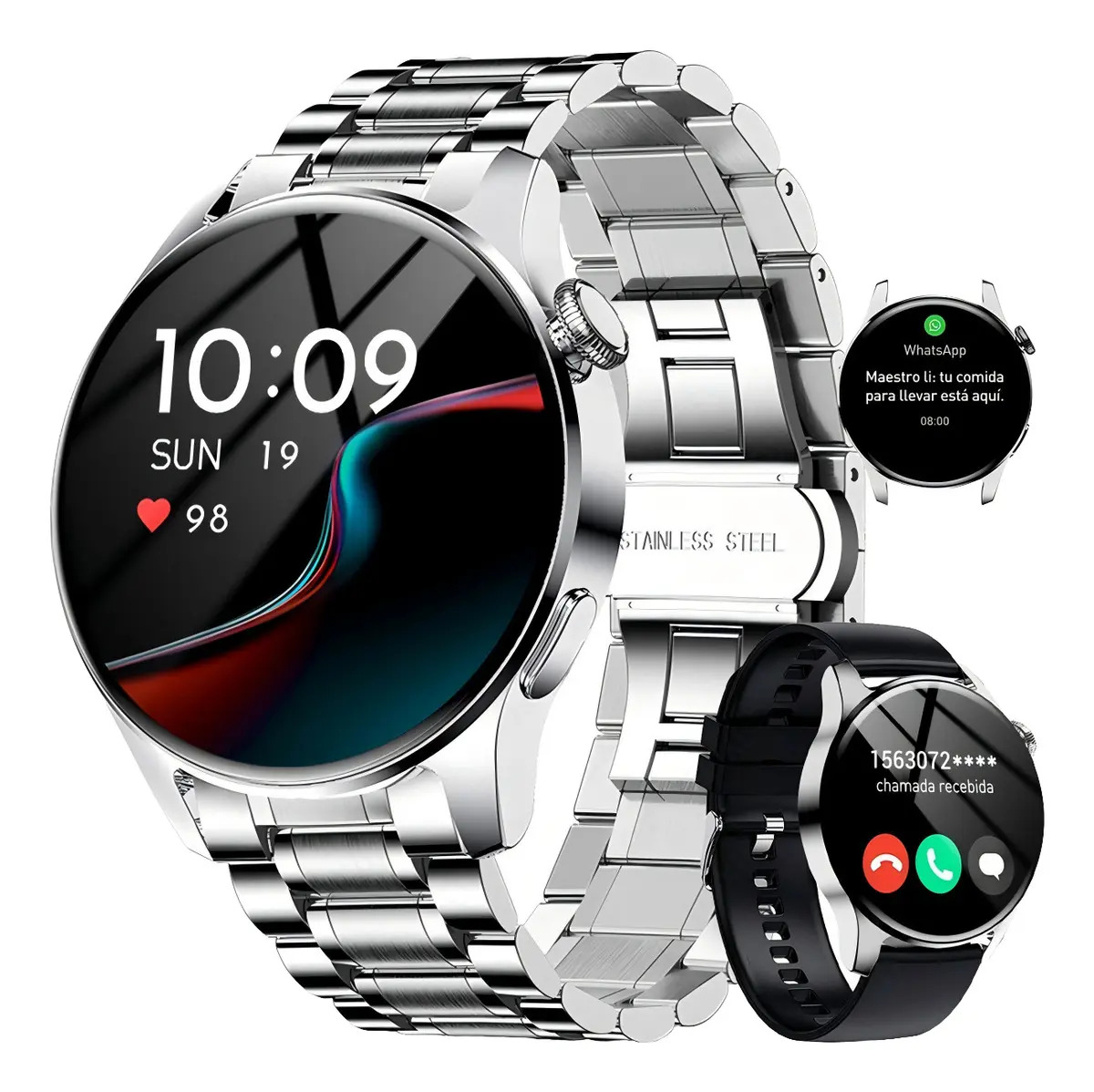 Smartwatch FoxBox MBW0256 Prateado c/ Chamada Bluetooth e Monitor Cardíaco