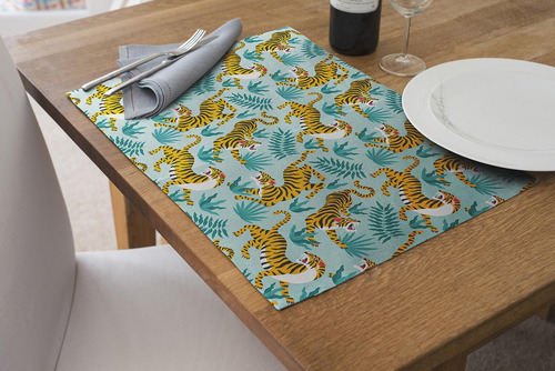 Kit Jogo Americano Para Mesa Posta Com 2 Un Tigre
