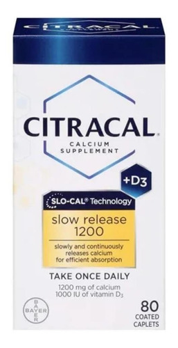 Citracal Calcium + D3 Slow Release 1200 80 Capsulas Sabor Sem sabor