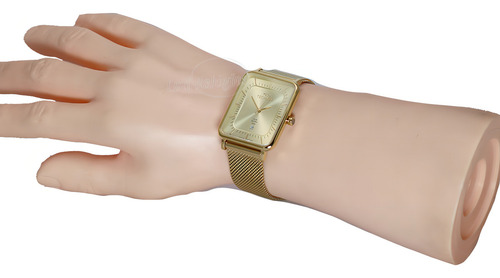 Relógio Technos Slim Masculino Com Caixa E Pulseira De Aço + Correia Dourado Bisel Dourado Fundo Dourado