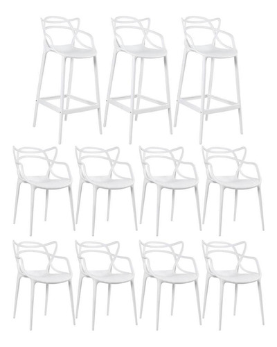 Kit Jantar Allegra 8 Cadeiras 3 Banquetas Estrutura Da Cadeira Branco