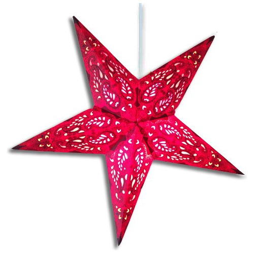 Aura Roja Linterna Lámpara De Estrella De Papel