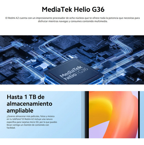 Celular Xiaomi Redmi A2 Dual Sim, 64gb/2gb Ram, 6.52'', 8mpx