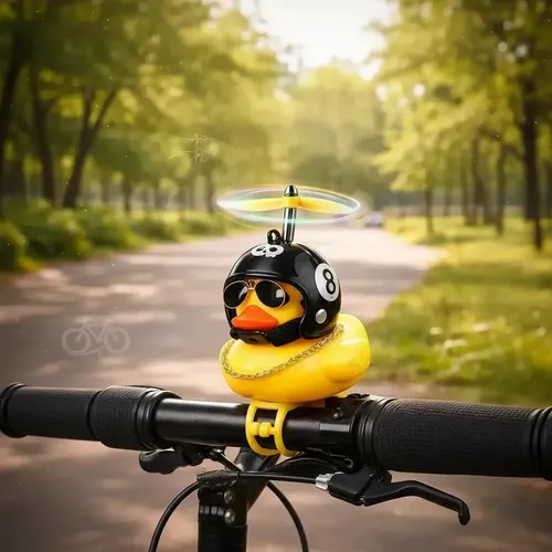 Buzina Patinho Bicicleta Guidao Bike Moto Infantil Decorativa Luz Led Helice Borracha Resistente Fixacao Universal Facil Instalacao Ponte Lar