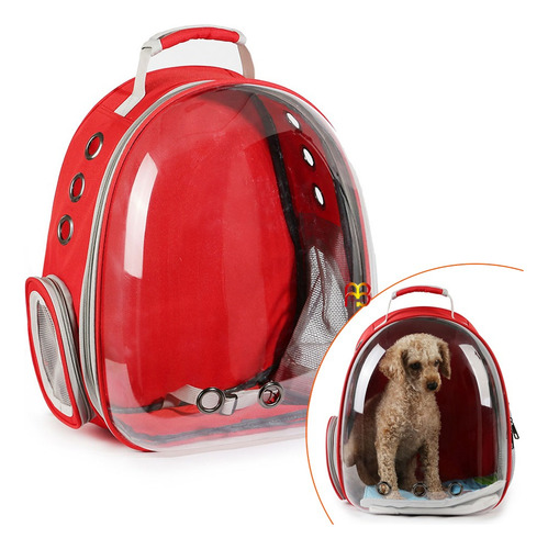 Mochila Bolso De Transporte Para Mascotas Hasta 12 Kgs Roja