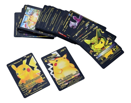 Mazo 55 Cartas Pokémon Negras Black Sin Repetir