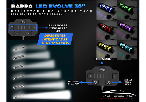 Barra Led Aurora 20 Pulgadas Evolve Rgb Multifuncion 4x4