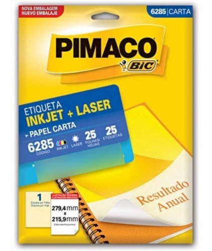 Etiqueta Ink-jet/laser Carta 215,9x279,4 6285 Pimaco