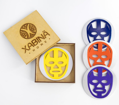 Xabina | Set De 4 Portavasos - Diseño Luchador | Multicolor