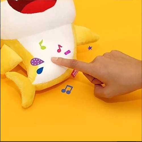 De Peluche Baby Shark 35cm Con Sonido Brillará 2024 Amarillo