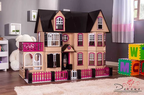 Kit Casa Barbie Com Moveis Completo Pintada 1,2 M Altura P-b