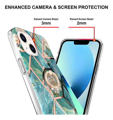 Funda Para La Serie Samsung Con Soporte Para Anillos, Elegante Flor A Prueba De Golpes, Funda Protectora De Teléfono Con Soporte, Color Verde