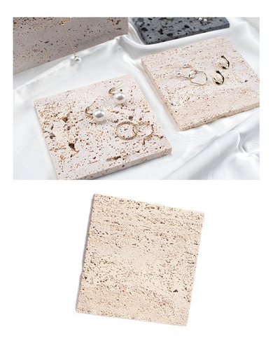 Bandeja De Almacenamiento De Collar De Tiro Cuadrado Beige