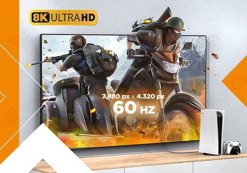 Imagen 6 de 10 de Cable Hdmi 8k 60hz 2 Metros 4k 120hz V2.1 Oro 48gbps Premium