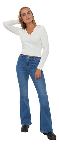 Jeans Flare Mujer Azul M Corona