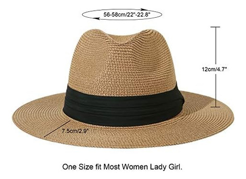 Lanzom Sombrero Enrollable De Paja De Ala Ancha Para Mujer S