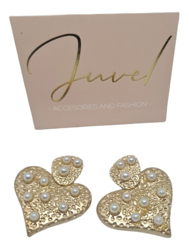 Aretes Mujer Corazon Dorado Perlas Oferta Envio Gratis Ya