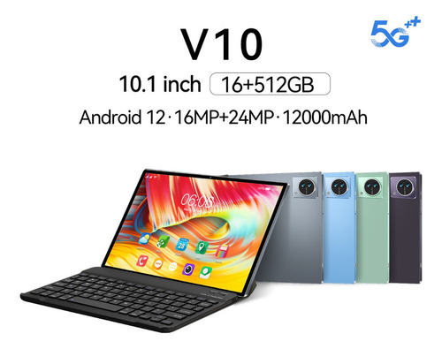 Tableta V10 De 10,1 Pulgadas 5g, 16gb + 512gb
