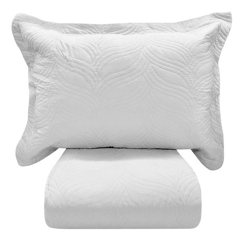 Cubrecama Quilt Acolchado King Blanco Con Fundas Decohoy