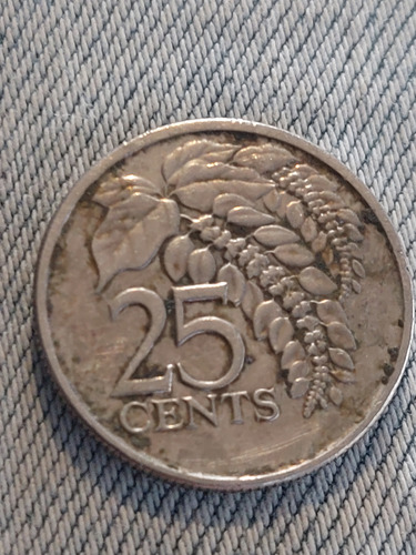 Moneda De Trinidad Y Tobago 25 Céntimos Año 2012 Cobre/ Niq