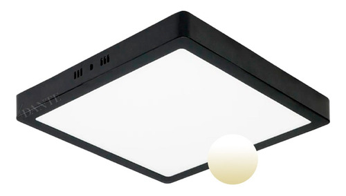 Panel Plafon Led 18w Cuadrado Negro Mate Aplicar Blanco Frio