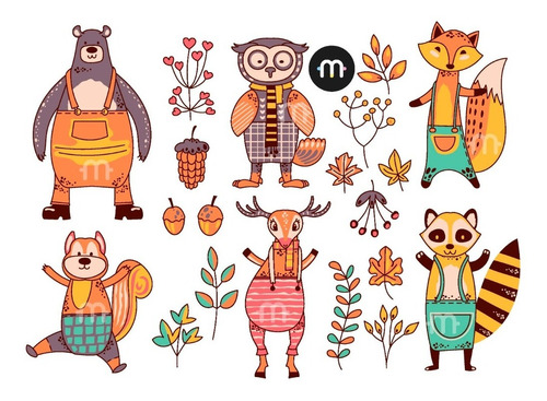 Kit Animalitos Otoño Imagenes Png Clipart Calidad Alta