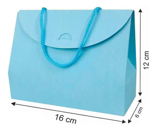 Sacola De Papel Bolsa Com Alça Média Coloridas 50 Unidades. Cor Azul Bebê