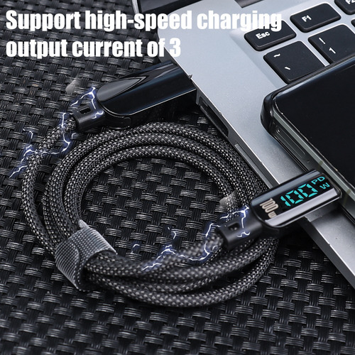 Cable De Datos Usb Tipo C De Carga Rápida Con Pantalla Digit