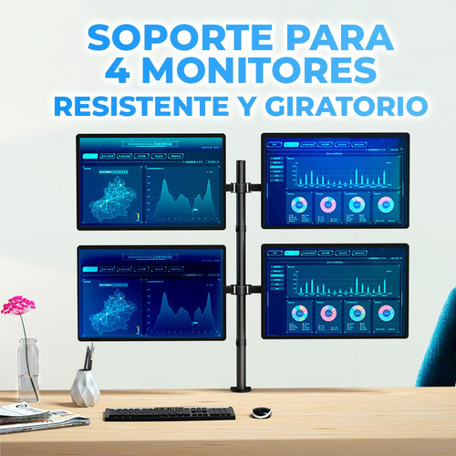 Soporte Para 4 Monitores Tv Pantallas 13 A 27 Escritorio