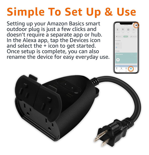 Enchufe Inteligente Para Exteriores Amazon Basics Con 2...