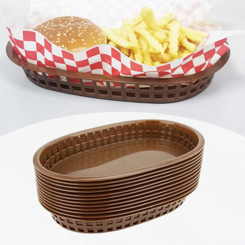 12 Pçs Cestas De Comida Rápida Pão Fritar Cestas Marrom