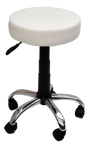 Taburete Giratorio Cromado Inyectado. Asiento Blanco