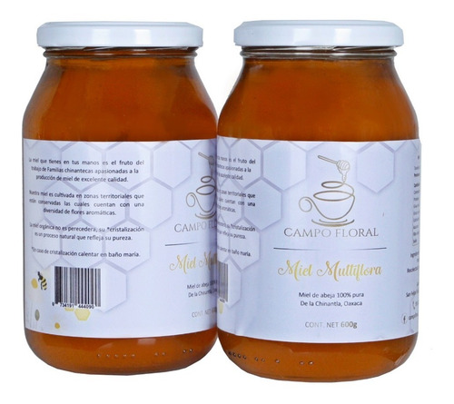 Miel De Abeja Multiflora 100% Pura, 600 Gramos. Campo Floral