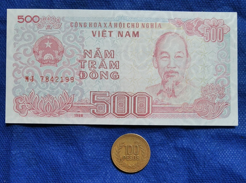 Billete De 500 Dong De Vietnam, Año 1988, Unc 