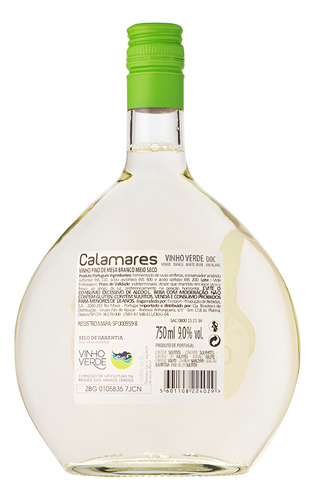 Vinho Branco Calamares Vinho Verde - 750ml Kit 6 Unidades
