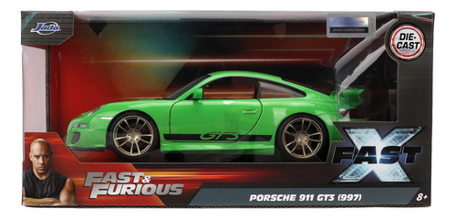 1/24 Porsche 911 Gt3 Rápidos Y Furiosos X Jada Color Verde