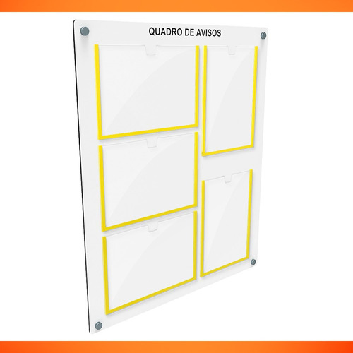 Quadro De Aviso/gestão Mdf 5 Displays Hor/vert A4 Acrílico