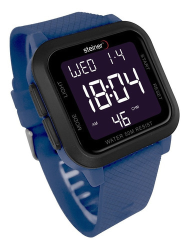 Reloj Steiner Deportivo Digital Para Hombre Impermeable 5atm Color de la correa Azul marino Color del bisel Negro Color del fondo Negro