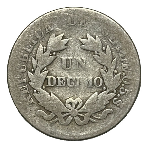 Moneda Chile 1 Décimo Año 1894 Plata Km# 136.3