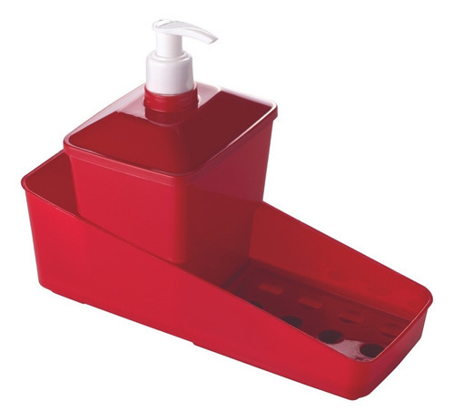 Soporte plástico para detergente Cj, 600 ml, dispensador de jabón en esponja de color rojo