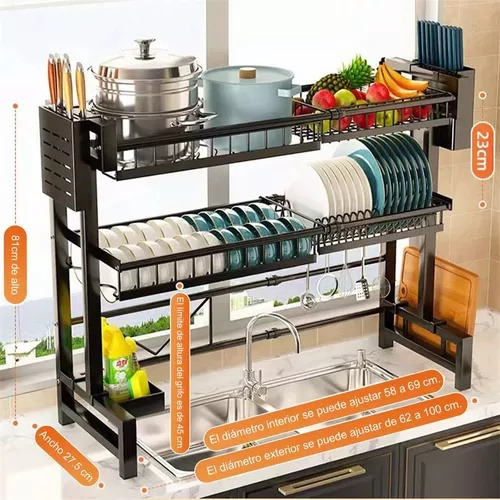 Escurridores Trastes Fregadero De Cocina Ajustable 2 Capas Heaimo