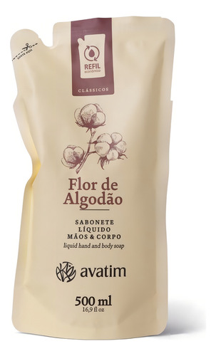 Refil Sabonete Líquido Avatim Flor De Algodão 500ml