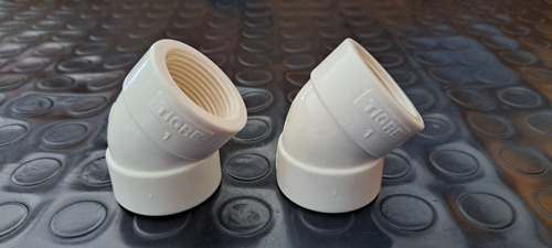 Codo 1 Pulgada 45 Grados Pvc Roscado Marca Tigre - Pack 2 Pz