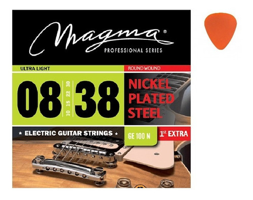 Encordado Para Guitarra Elect. 08 Magma Ge100n+púa De Regalo